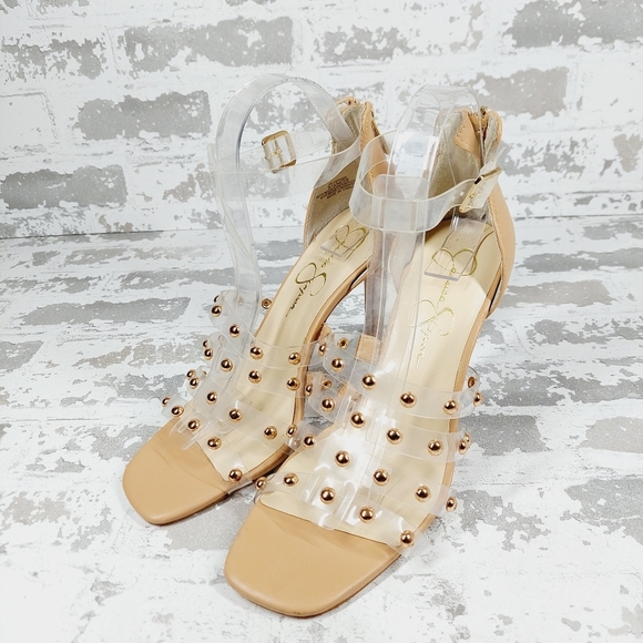 New Jessica Simpson Oprina Gold Studded Caged High Heel Sandals X427 - Picture 2 of 13
